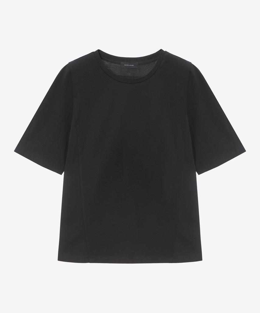 BASIC HOUSE Women'S Silket Deformed Sleeve Short Sleeve T-Shirt Black Lzts3213