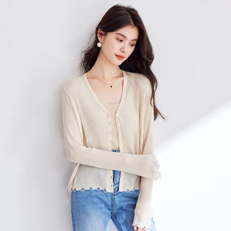CARBAMMI Women s V-Neck Slim Fit Short Knit Cardigan M