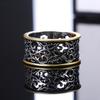 Vintage Pattern Rings Women Two Tone Punk Style Female Daily Wear Accessories Hip-hop Ring Retro Party Versatile Jewelry