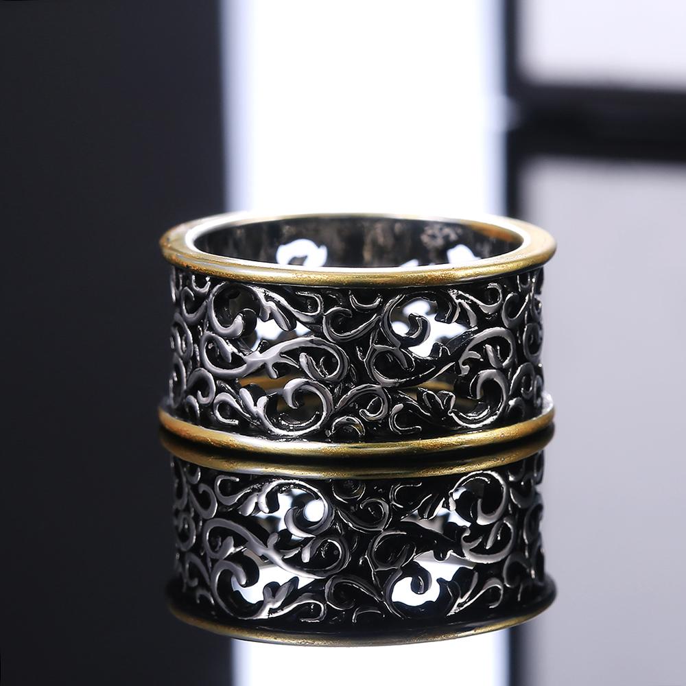 Vintage Pattern Rings Women Two Tone Punk Style Female Daily Wear Accessories Hip-hop Ring Retro Party Versatile Jewelry