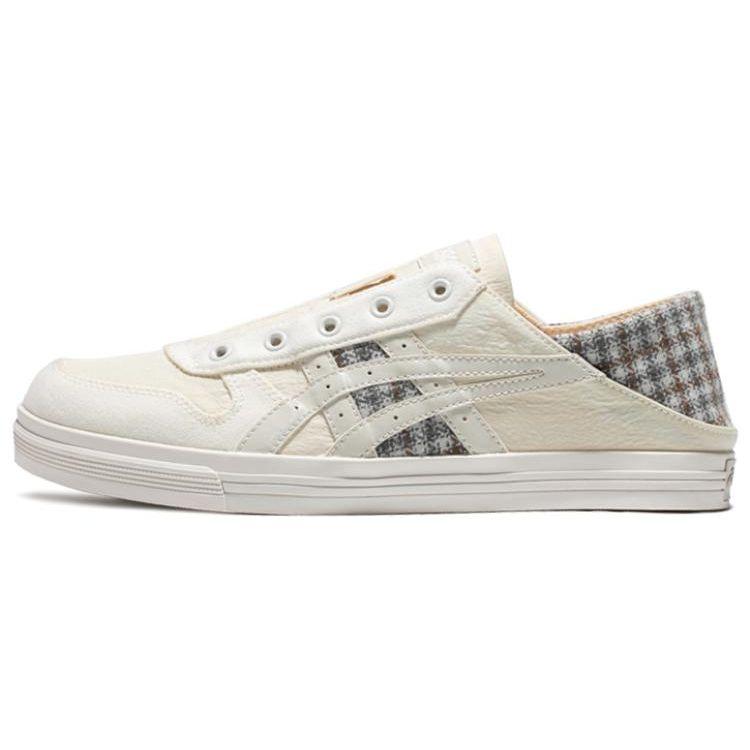 Asics Aaron Slip-On Fabric Synthetic Leather Canvas Comfortable Versatile Low-Top Casual Shoes Unisex Sneaker White Gray 1203A318-200