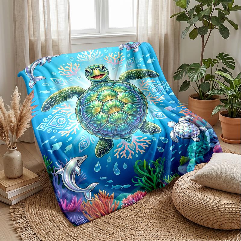 Ocean Life Adventure 11 Theme Blanket Lightweight Warm Flannel Blanket Decorative Throw Blanket for Home Decoration