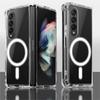 Luxury Transparent Magnetic For Magsafe Case for Samsung Galaxy Z Flip 6 5 Fold 4 3 Cases Clear Shockproof Armor Acrylic Cover