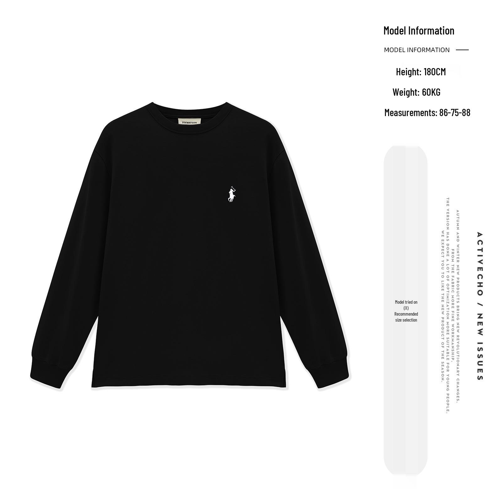 

Yizhi Fashion Мужская вышитая однотонная футболка с круглым вырезом и длинным рукавом - Коллекция весна/осень 2025 L