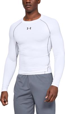 Men's UA HeatGear Armour Long Sleeve Compression Top 100 White/Graphite MD