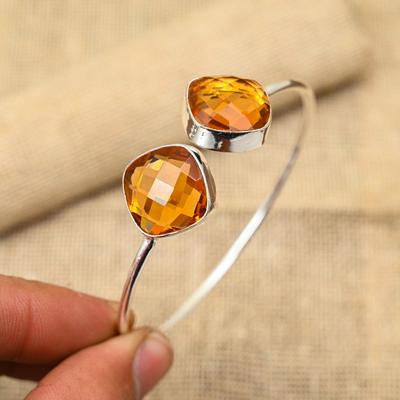 Ravishing Honey Topaz Gemstone Handmade 925 Sterling Silver Jewelry Cuff For Women