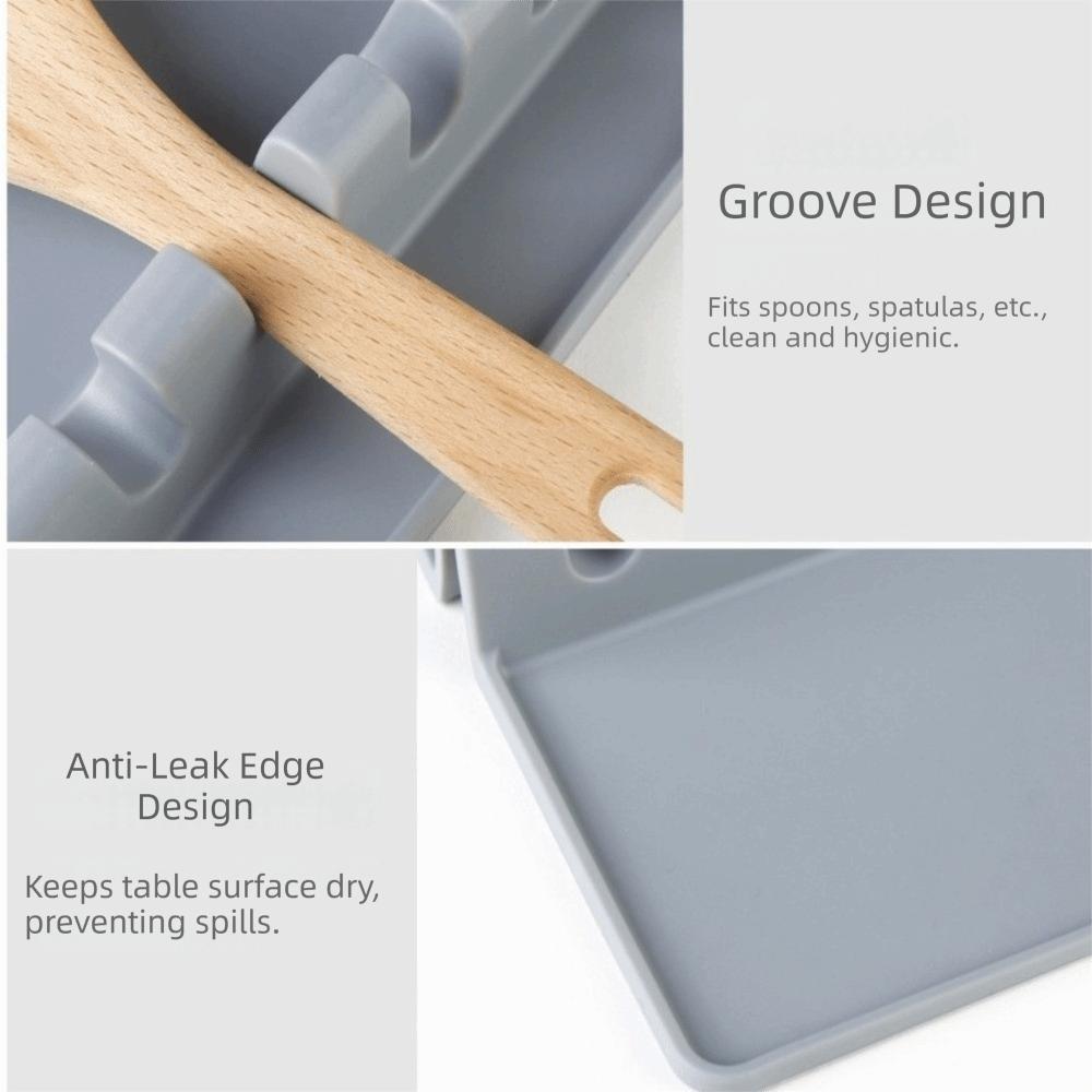 Silicone Pot Lid Rack Non-Slip Spoon Shelf Utensil Holder Spatula Rack Countertop Organizer