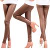 Women Imitation Leather Spliced Leggings Slim Pants Nine Leather Pants Thin