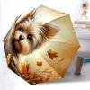 1pc Autumn Yorkie Automatic Folding Umbrella - Compact 8-Rib Design, Durable Plastic & Iron, Lightweight for Outdoor Daily Use273