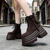 British style small thick heel lace-up Martin boots women's 2025 autumn new round head women's boots retro medium tube short boots