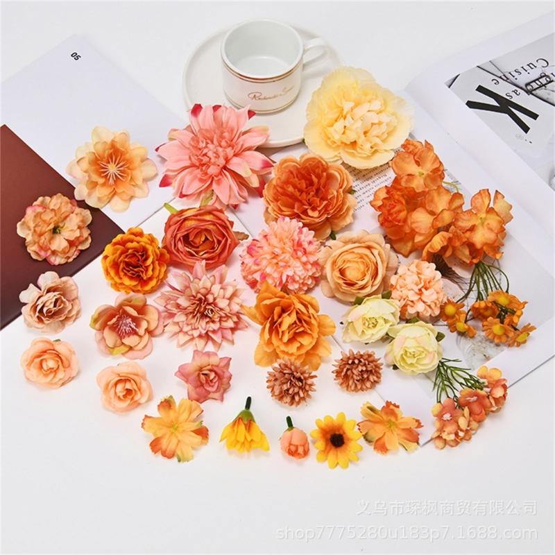 28/49Pcs Artificial Flower 4-10cm Realistic Flower Buds For Wedding Bouquets Baby Showers Decoration Hair Accessories