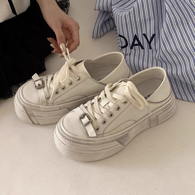 Four seasons new two wear old polish dirty little white shoes women's summer comfortable versatile platform casual sports shoes