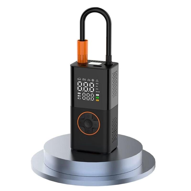 Portable Air Compressor Bikes Vehicles Motorcycle Tire Inflator Pump Digital Display Pressure Gauge Detect with LED Lamp