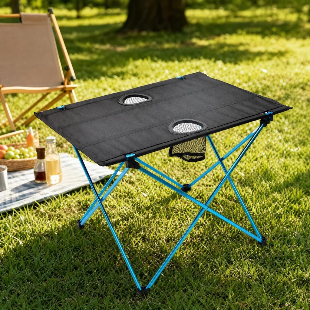 Small Folding Outdoor Table Quick Setup cloth Top with Storage Convenient Packing
