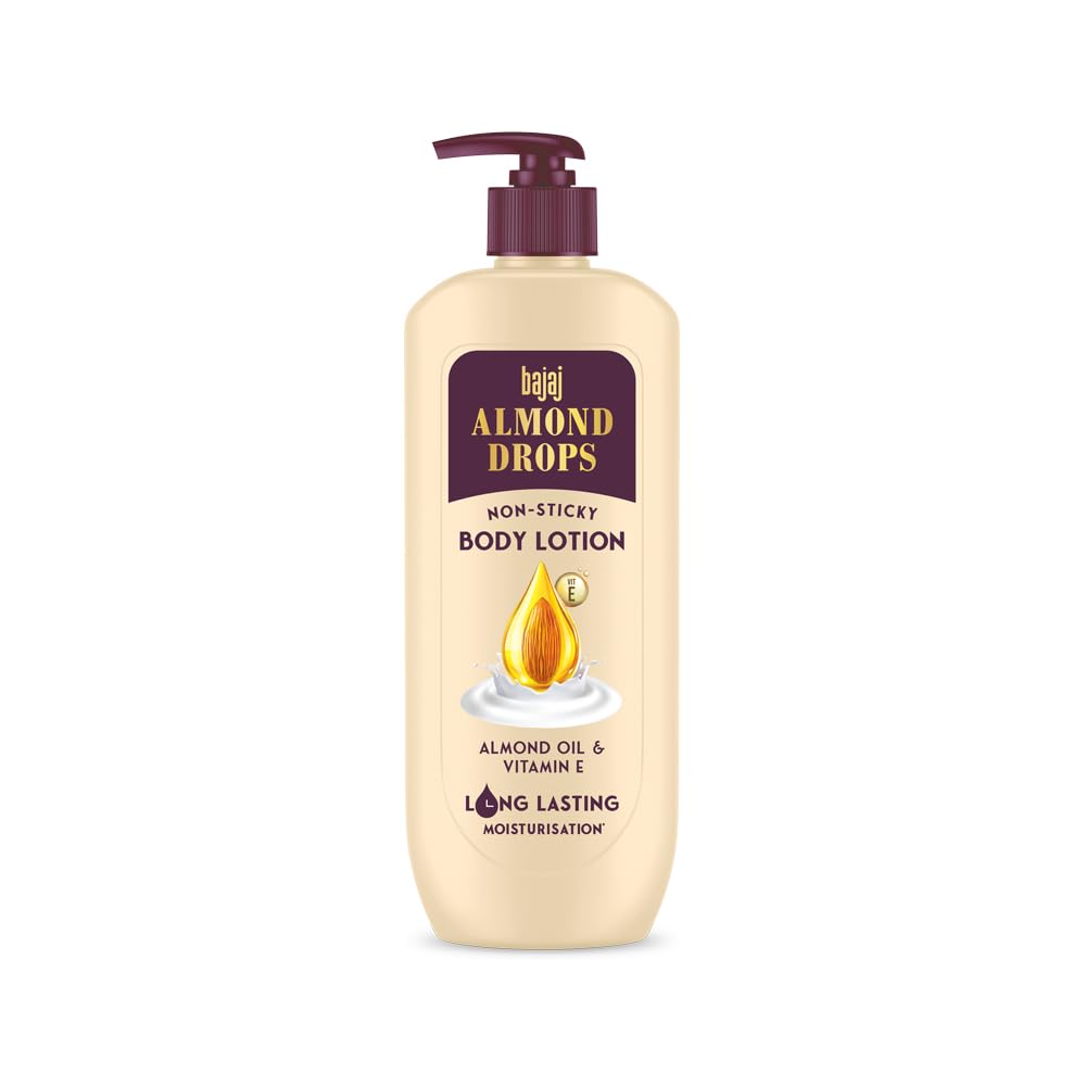 BAJAJ Almond Drops Non-Sticky Body Lotion 400 ML Pack of 1 Long-Lasting Moisturizer for Soft Smooth Skin