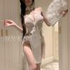 Erotic Lingerie, Sexy Butterfly, ancient-style cheongsam, lace patchwork slit uniform, Seductive no-take Set 1134