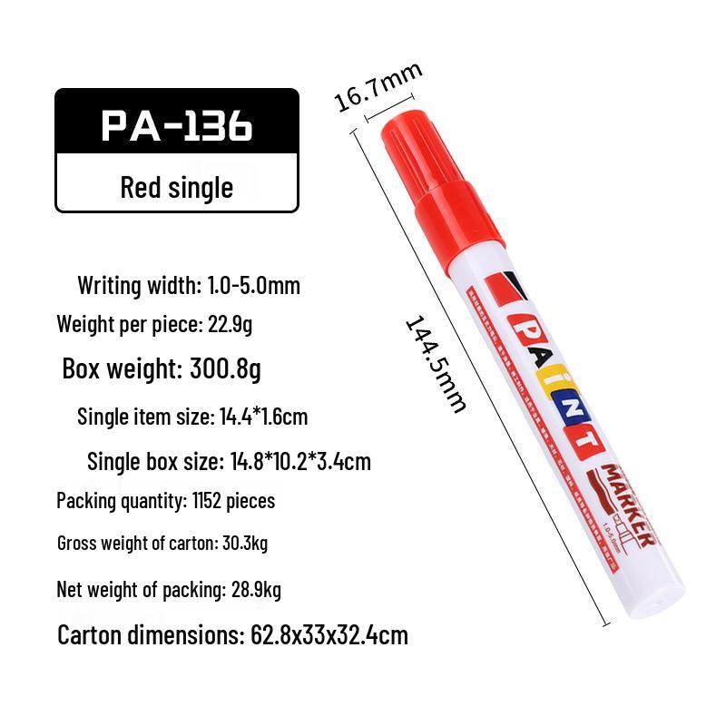 Waterproof Quick-Dry Fade-Resistant Paint Pen for Tires, Graffiti, Metal Touch-Ups, and Construction Marking
