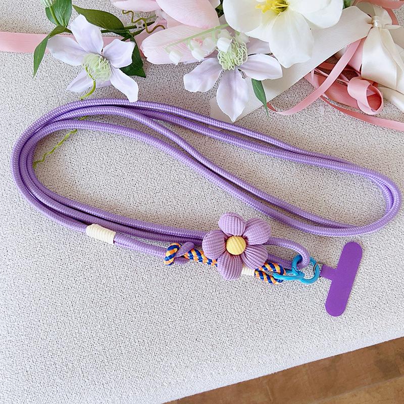 1 Pieza Flor Tejida Colgante de Hombro para Cuello Lanyard para Teléfono Móvil Ajustable Desmontable Universal para Fundas de Teléfono Lanyard Anti-Pérdida