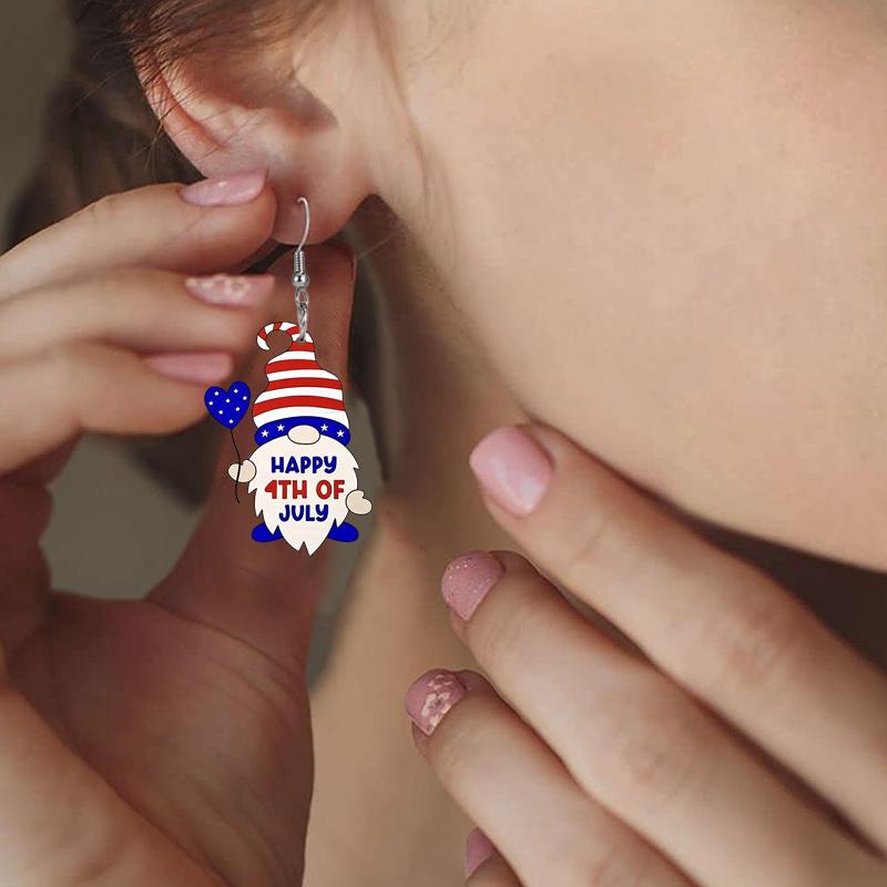 Independence Day Earring HAPPY 4TH OF JULY Love Balloon Dwarf Acrylic Earrings Drop Festival Celebration Earrings Patriot Earrings Women Fashion Gift