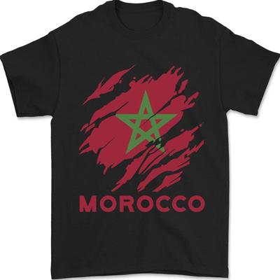 Marokko Gescheurde Vlag Heren T-shirt 100% Katoen