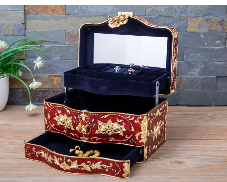 Elegant European-Style Multi-layer Jewelry Box for Weddings & Engagements