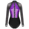 Women's Color Block Patchwork Gymnastic Leotard Bodysuit Tops Party Dance Costume Dancewear