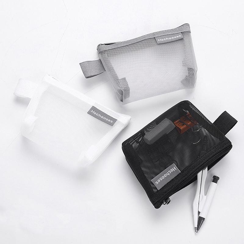 Przezroczysta siatka Przenośne kosmetyczki Mini woreczki na monety Portfel ID Etui na karty kredytowe Klucz Torba do przechowywania słuchawek Mała kosmetyczka