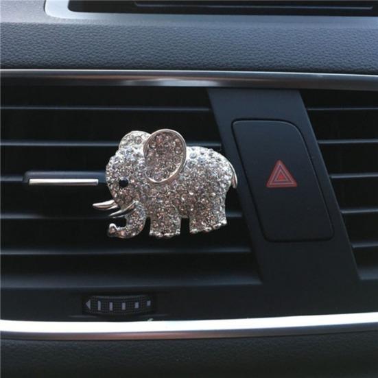 Cute Elephant Rhinestones Car Air Vent Freshener Perfume Clip Diffuser Decor