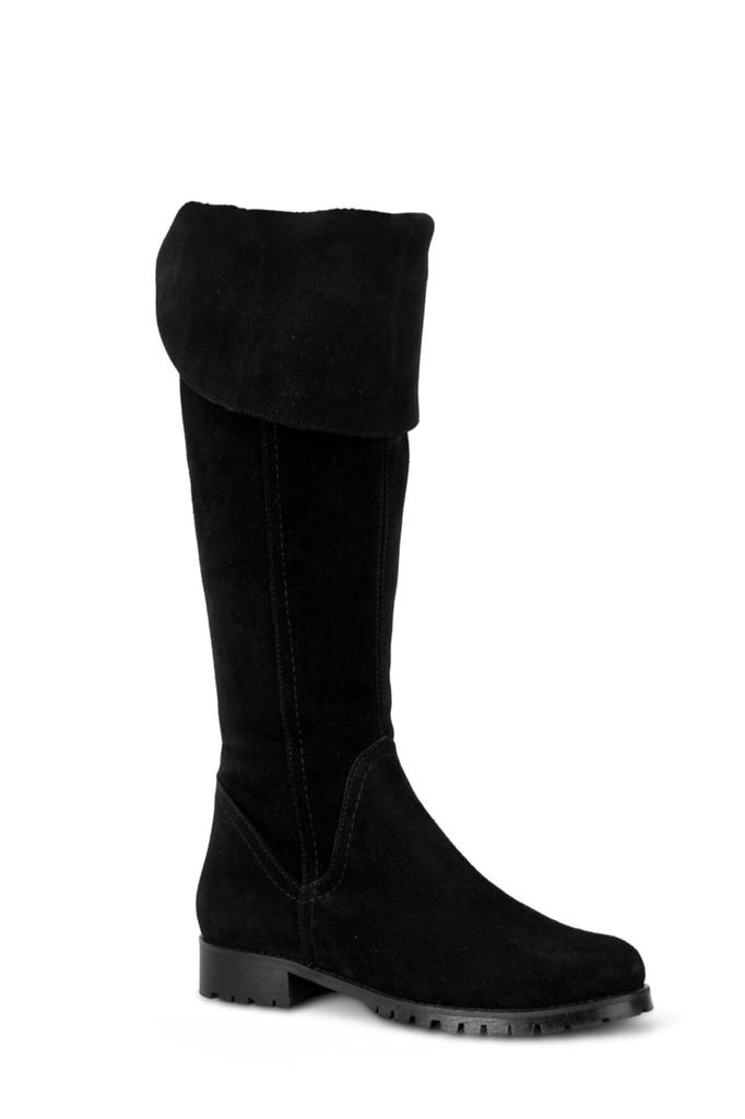 Cizme de modă elegantă și moderne pentru femei Ghete din piele naturală din piele intoarsa Cizme lungi bihter cu fermoar din piele intoarsa neagra pentru femei