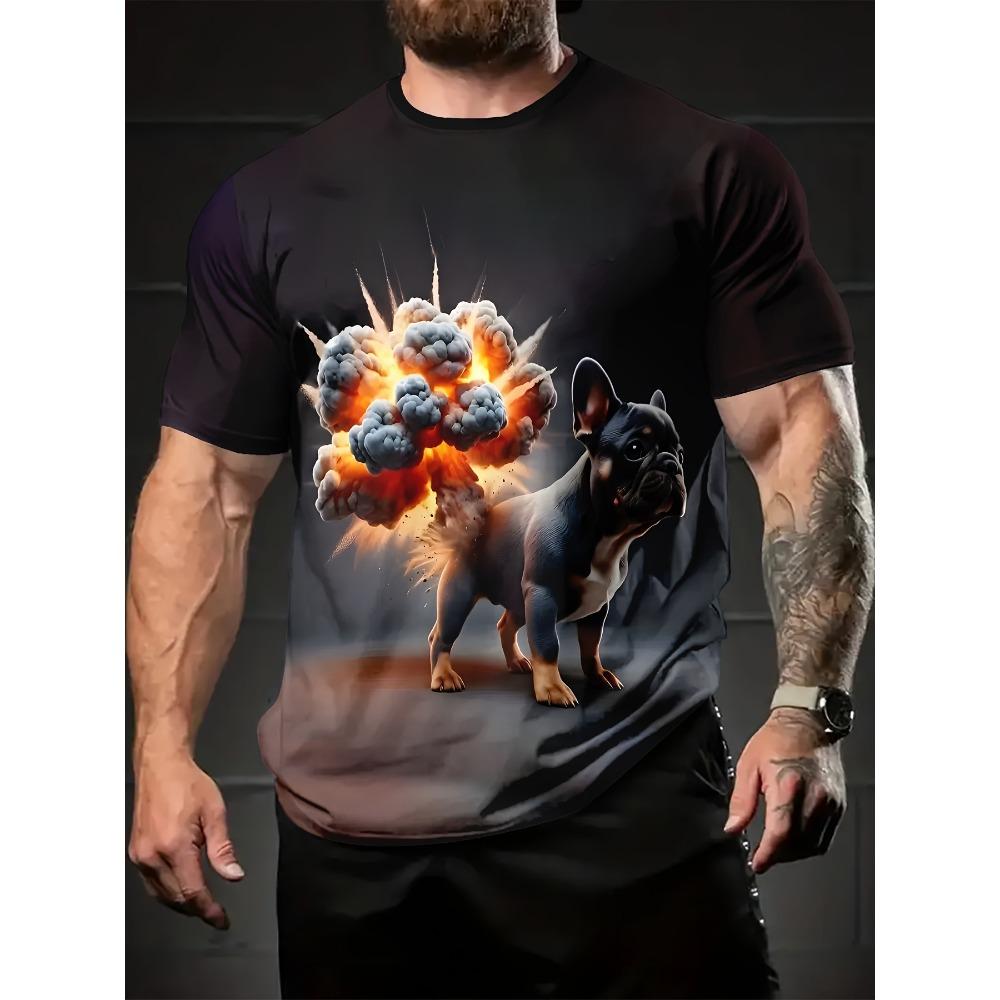 Summer Fashion Comfortable Loose Large T-shirt Fun 3D Printed Casual Breathable Sports Versatile Round Neck Short Sleeved Men's T-shirt