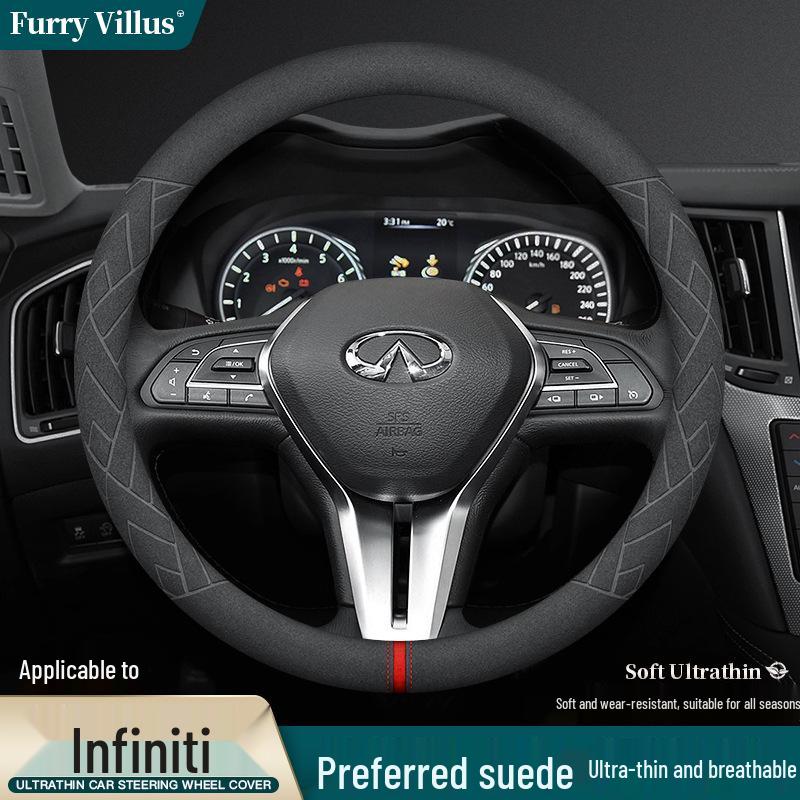 Suede Leather Steering Wheel Cover for Infiniti QX50, QX60, Q80, Q70L, Q50L, FX3
