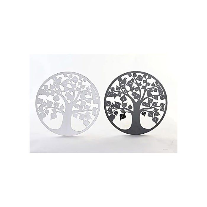 Décoration murale en métal - DKD Home Decor - Blanc et noir - 40x40 cm - Forme ronde - Métal - Originalité