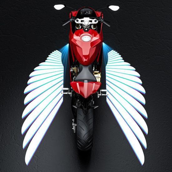 1 Pair LED Motorcycle Projector Lights Universal Angel Wing Logo Shadow Light Waterproof Motorbike Floodlight for Moto Lovers Gift