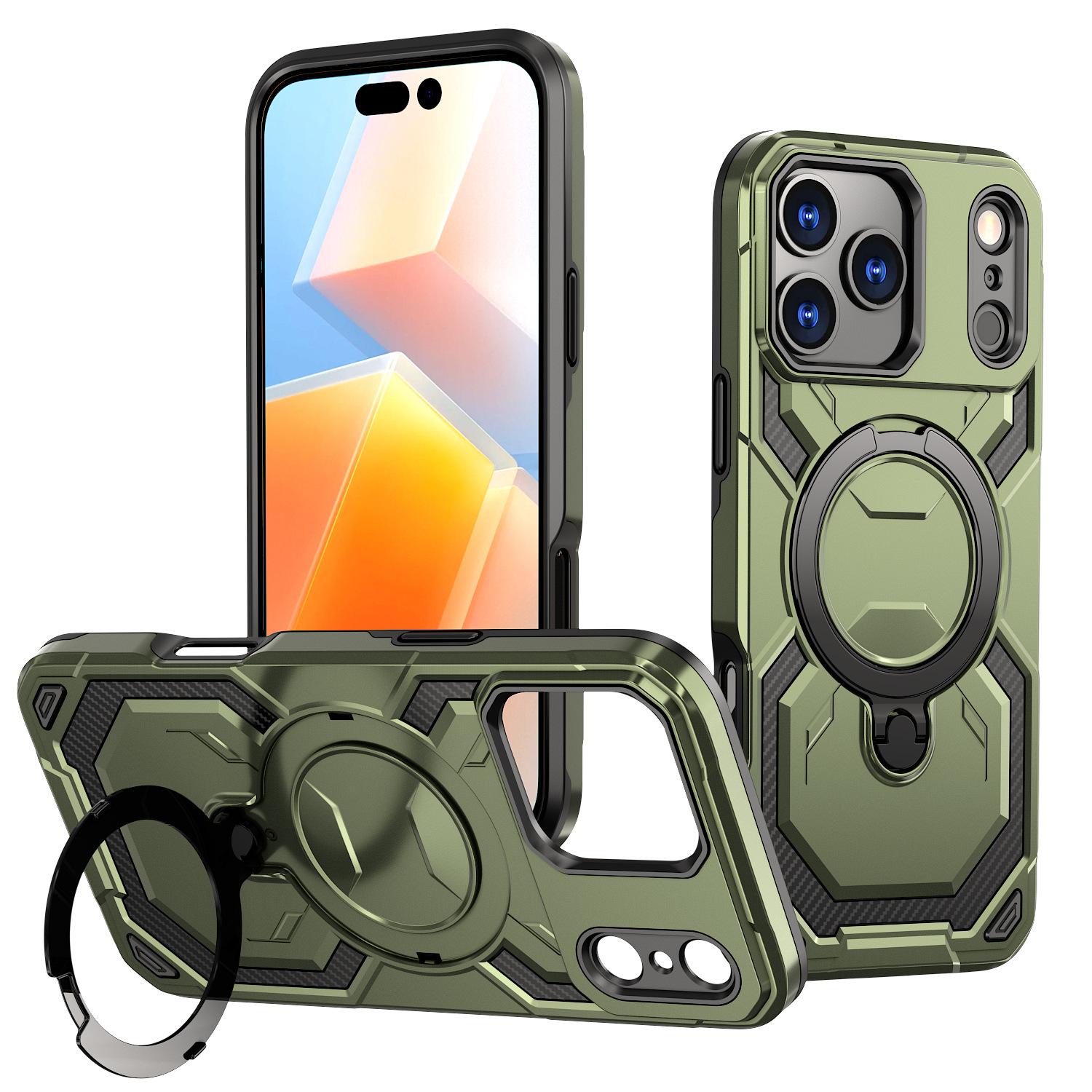 

Shell Warrior for IPhone17Pro Max Magnetic Phone Case Rotation Stand for Apple 16E Anti-fall Protective Case For iPhone XR