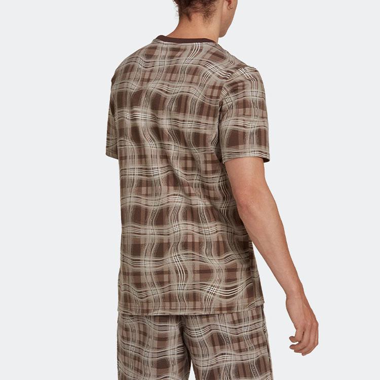 Adidas Originals Aop Short Sleeve Tee with Colorblock Stripes and Print Men Tops Pink Brown HK2744