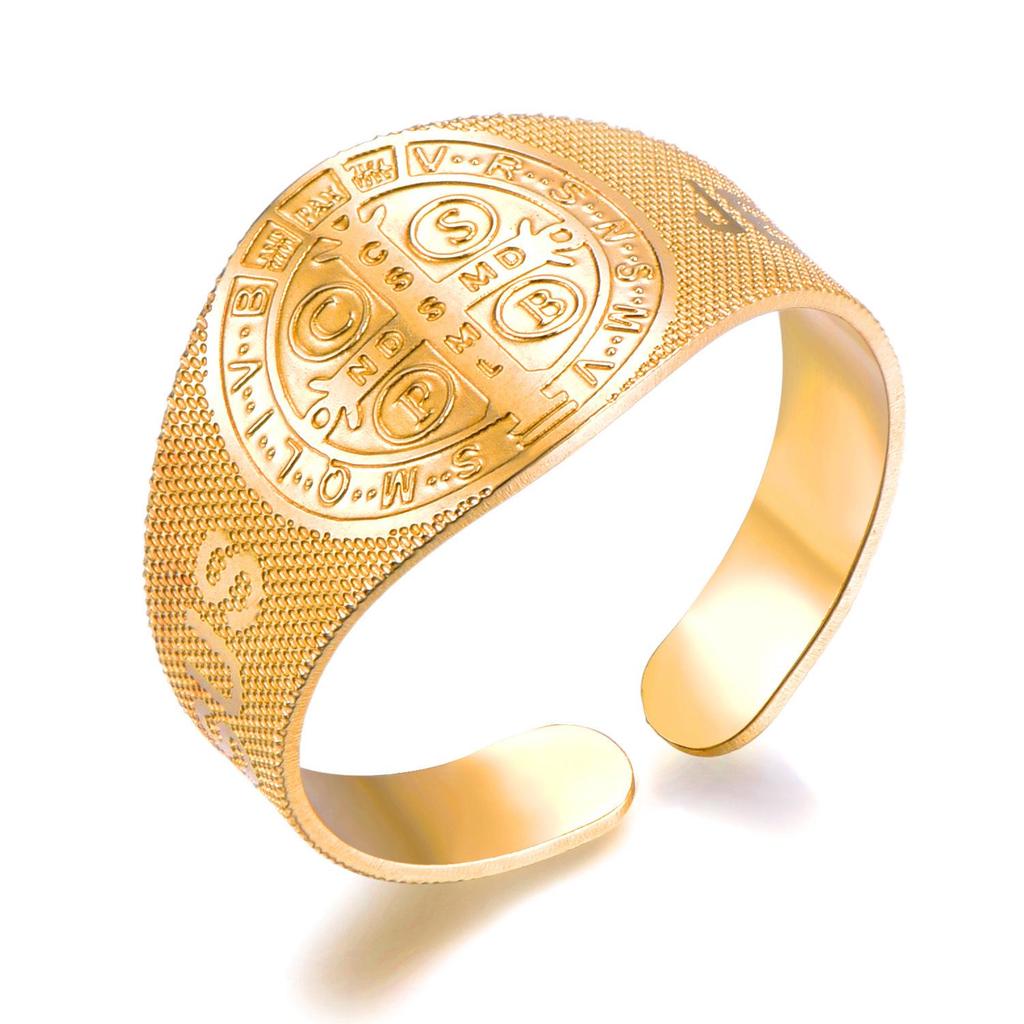 Open Design Hammered Exorcist Stainless Steel Retro Ring with Unique Personality
