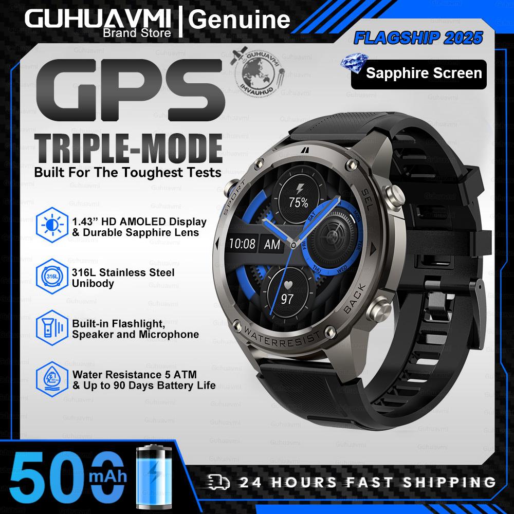 

Precise GPS Smart Watch 5 ATM Waterproof Built-in Dual-band GNSS Compass Military Sports Smartwatch Men New New upgrade чорний