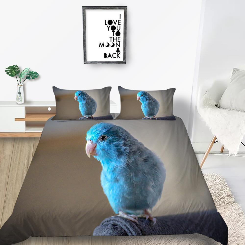 Home Bedclothes Decor Bed Quilt Cover Set Modern Bedspread 3D Birds Design Printing Microfiber Bedding Suit