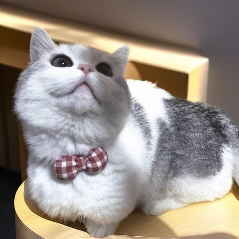 Pet Cat Collar Handwoven Crocheted Finished Dog Scarf Cute Plaid Bow Neck Jewelry Pet Christmas Gift
