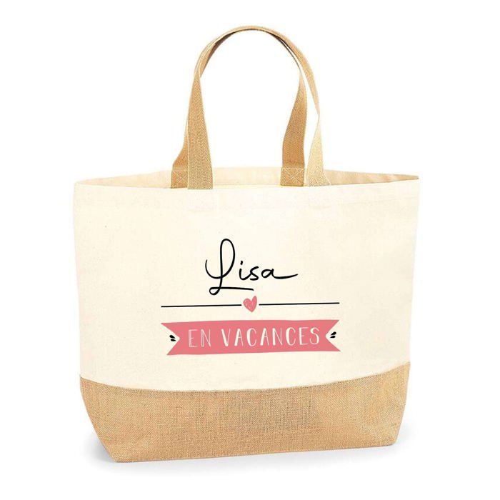 Cabas de plage - PLANETEE - Lisa en Vacances - Jute naturel - Multicolore - Fabriqué en France