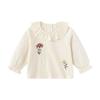 Babylove Girls' Floral Ruffle Collar Long-Sleeve Cotton Top