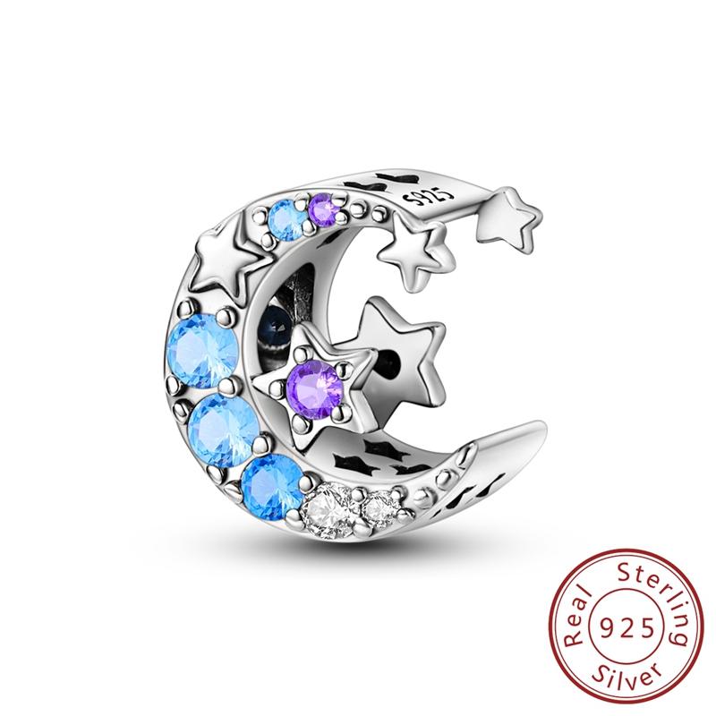 Echte Echte Kupfer Stern Mond Dekorative Anhänger Anhängerstück Perlen Elemente Geeignet Für Authentischen Armband Stil Halskette Stück Damen