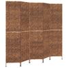 5 Panel Room Divider In Brown 205 X 180 Cm Wicker (Water Hyacinth)