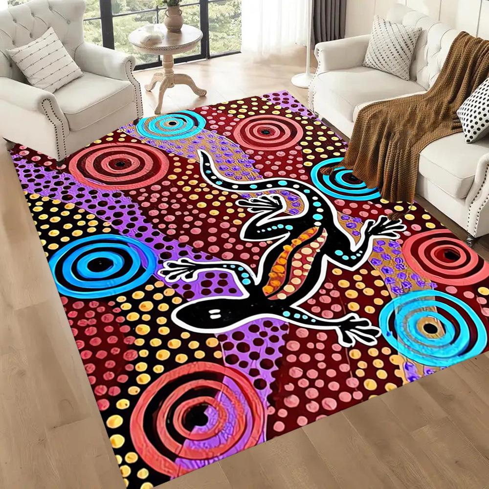 Aboriginal Art Gecko Floor Mats for Living Room, Bedroom and Room Decoration Are Suitable for Gifts.