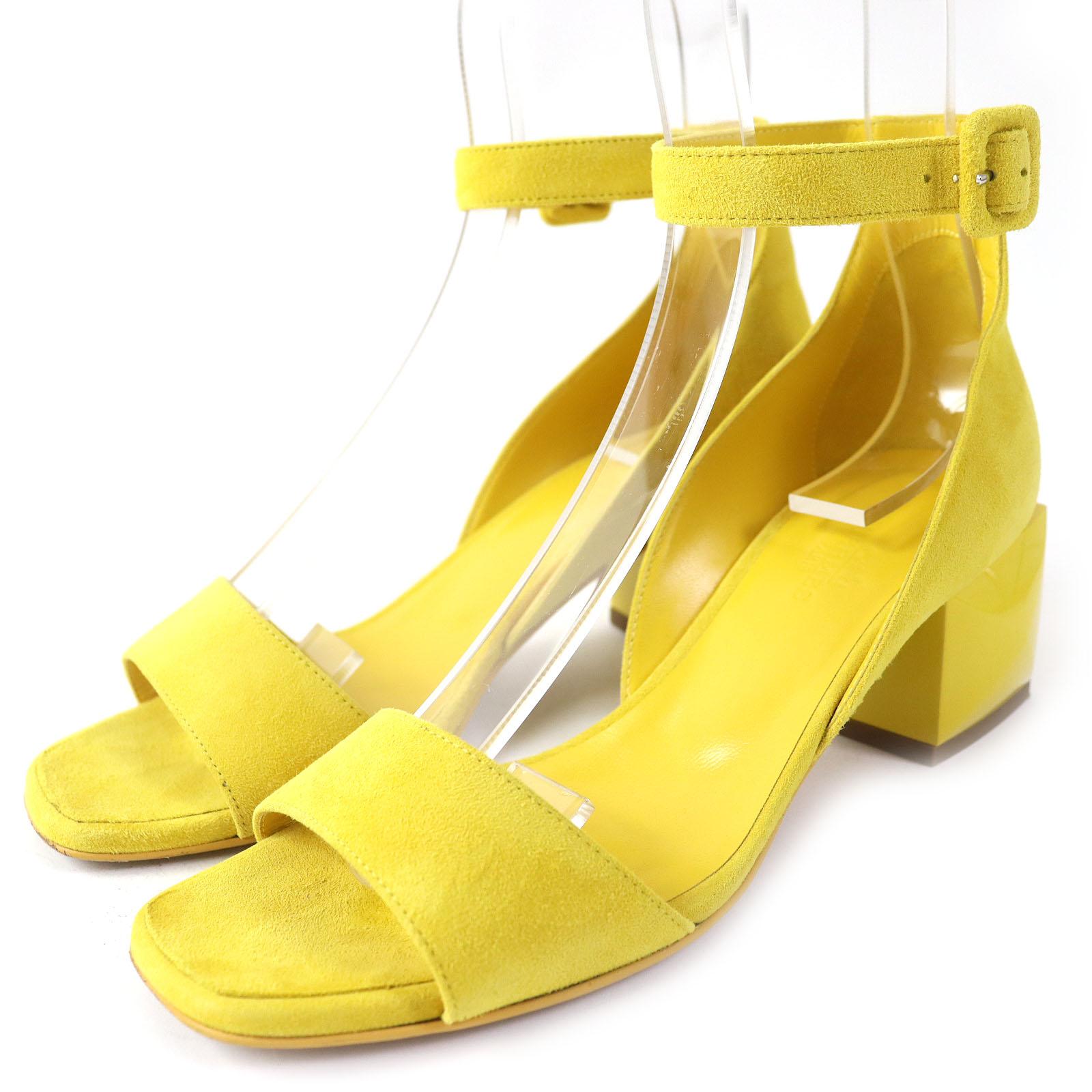 Great HERMES Sandals Choc Crew Medall  yellow Suede leather Women 36 211054Z Used
