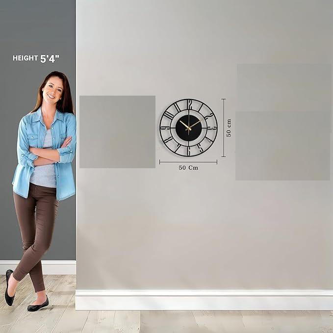 Modern Metal Wall Clock for Living Room | Antique Silent Wall Watch for Bedroom, Drawing Room, Office, Kitchen, House and Hall