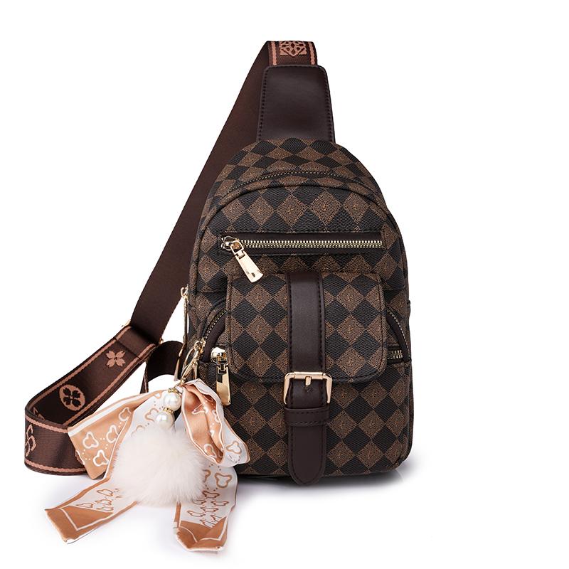 

Нагрудная сумка, женский маленький рюкзак через плечо, поясная сумка с принтом, сумка через плечо из мягкой кожи, сумка через плечо кофейный