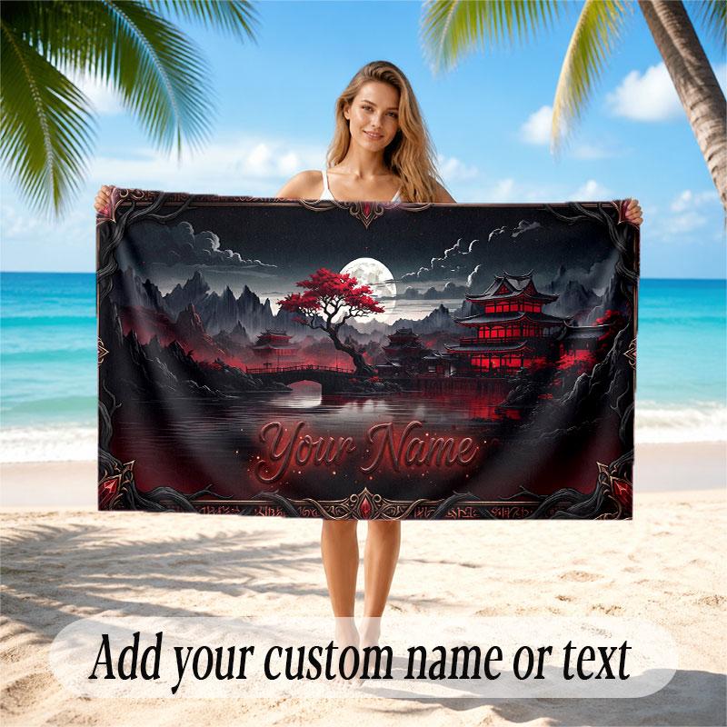 Fantasy Magic Theme Soft Beach Towel Personalized Custom Name Text Towel Portable for Beach Pool Travel