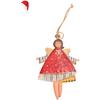 Festive Iron Angel Girl Pendant Ornament for Christmas For Tree Hanging Decoration Lightweight Metal with Hand Painted Detail