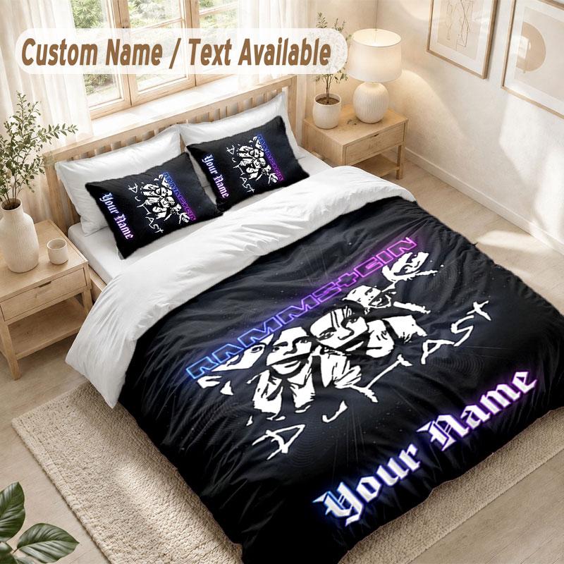 Custom Name Bedding Set 3 PiecesRammstein Print Duvet Cover + 2 Pillowcases Soft Bed Decor